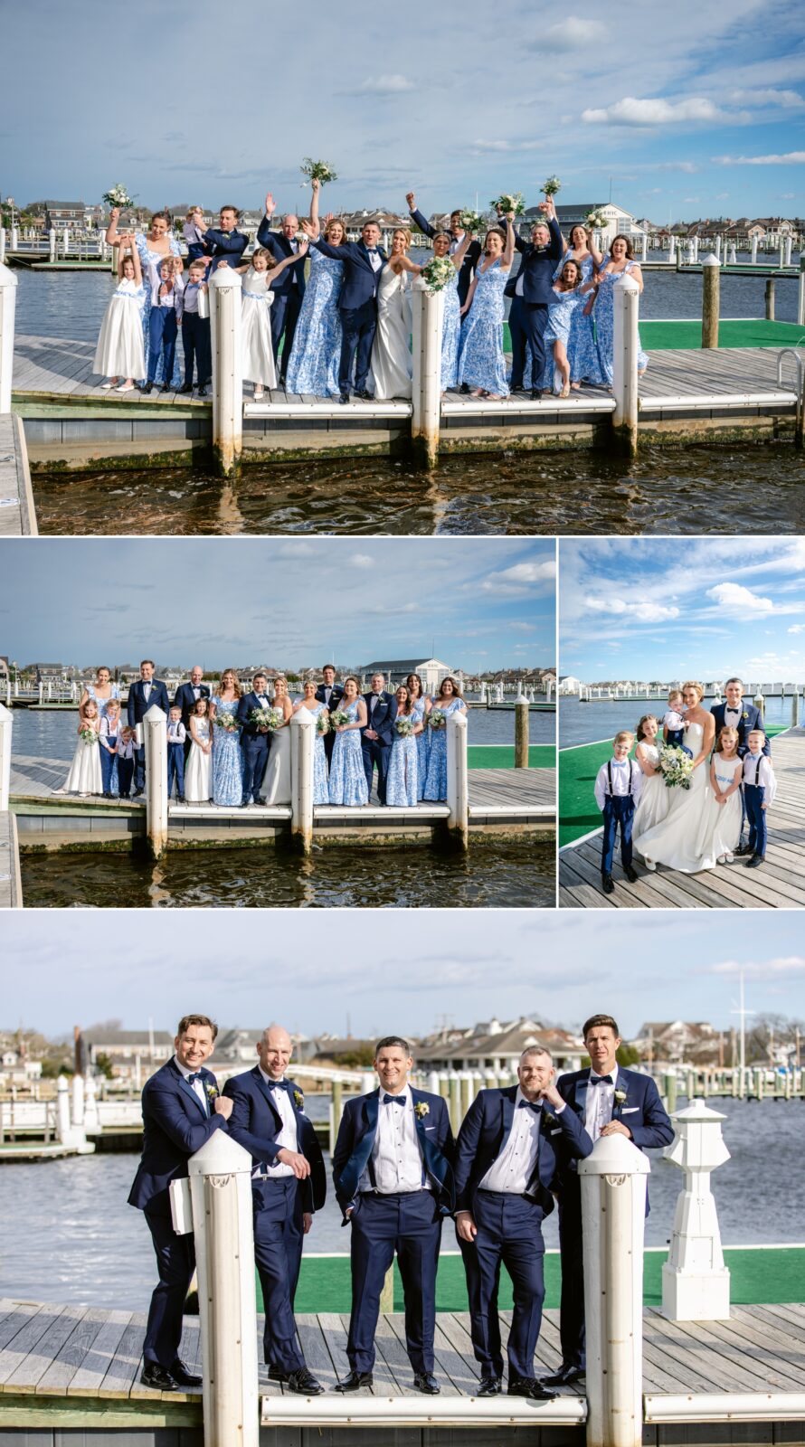 bayhead yacht club bridal party photos on the dock