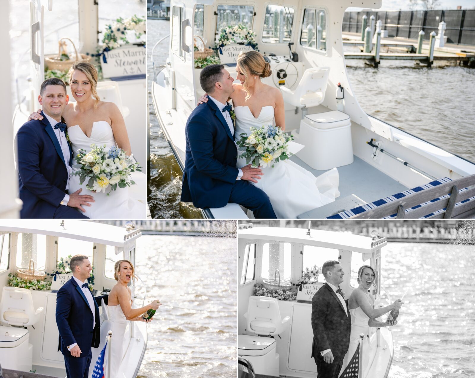 bayhead yacht club bride & groom photos on boat