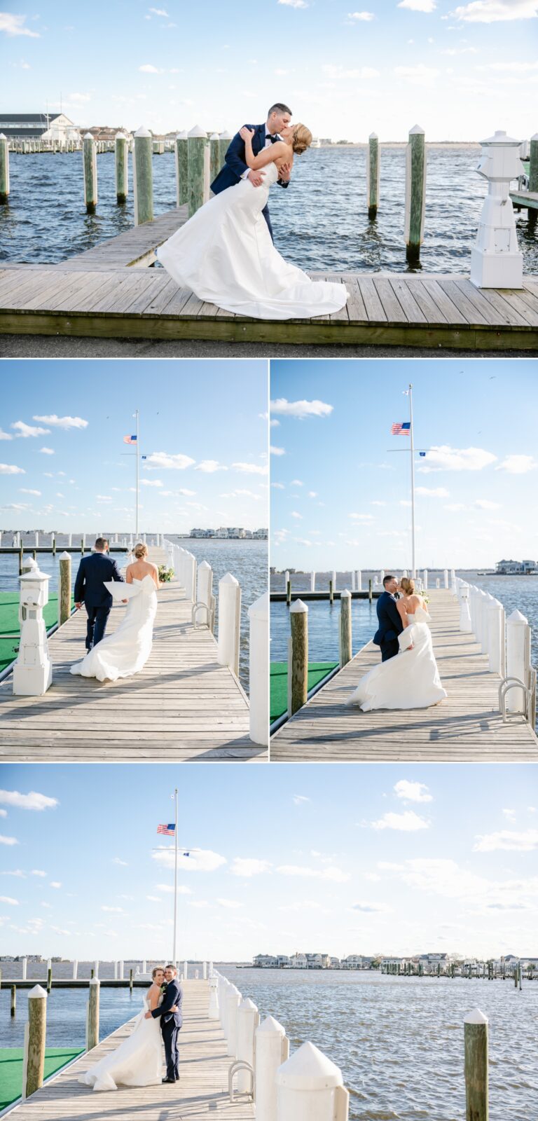 bayhead yacht club bride & groom photos on dock