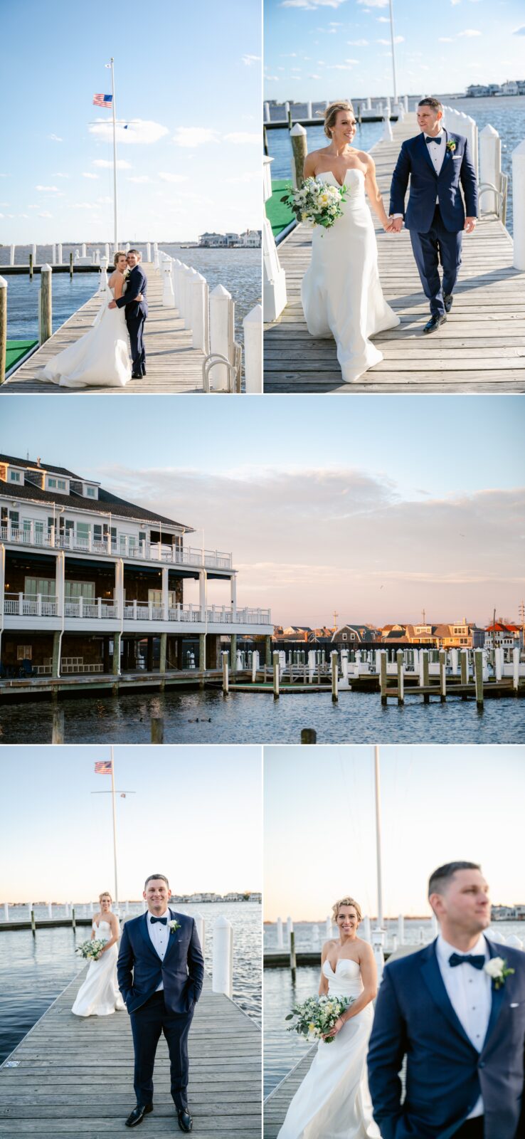 bayhead yacht club bride & groom photos on dock