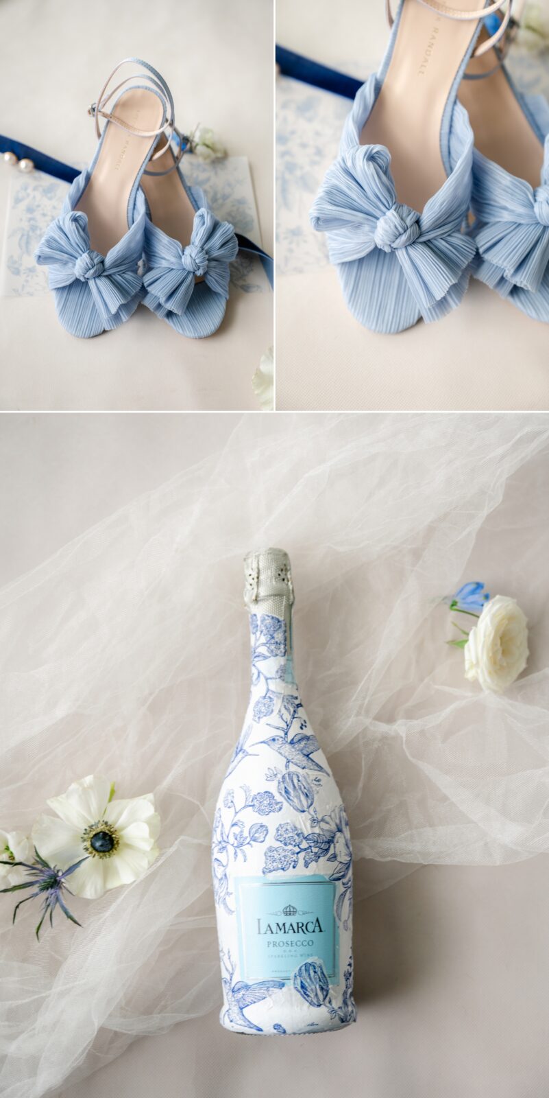 Blue and white, nautical custom bridal champagne, bridal details