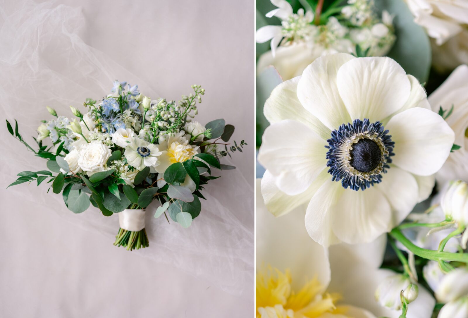 bridal bouquet, nautical, blue and white theme